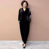 Ensemble Pantalon Automne Femme Broderie Grande Taille Chemisier Velours Taille Haute Pantalon Harem Velours Ensemble Deux Pièces