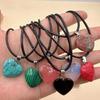 Natural Stone Necklace Wax Rope Necklace Pendant Jewelry Gift for Women Men