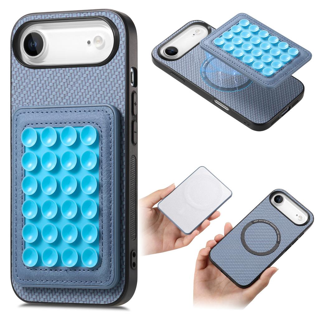 Etui na iPhone Air z teksturą włókna węglowego, skórzany tylny panel z magnetyczną odpinaną przyssawką