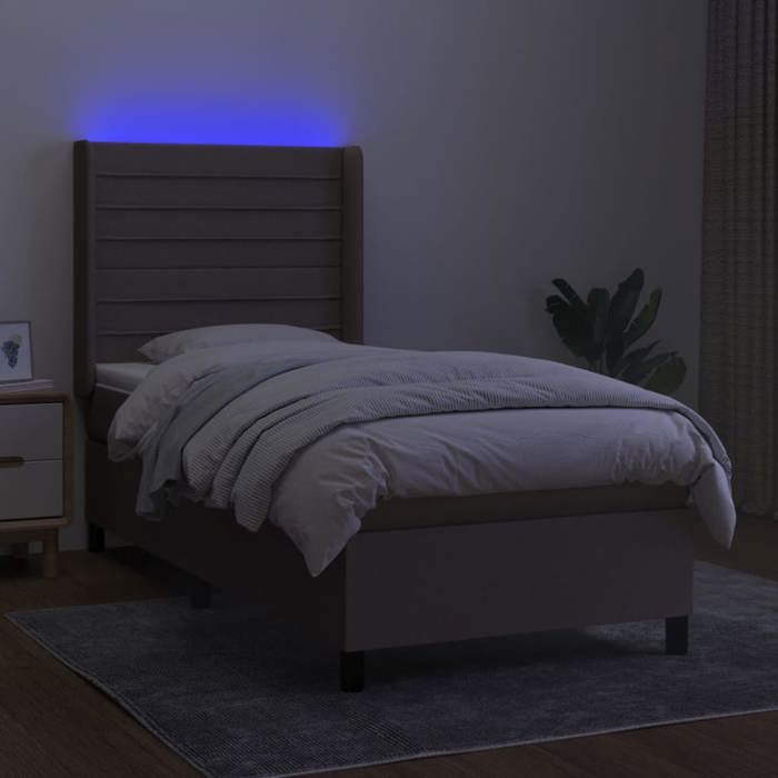 VidaXL Sommier à Lattes de Lit avec Matelas et LED, Lit Rembourré, Lit Simple, Lit Adulte de Chambre à Coucher Intérieur, 3138353