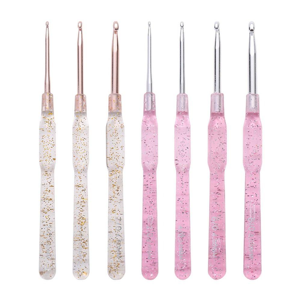 7PCS Aluminum Crochet Hooks Set Colorful Clear Handles 2.0-5.0mm DIY Knitting Tools Single-headed Hand-made Knitting Crochet