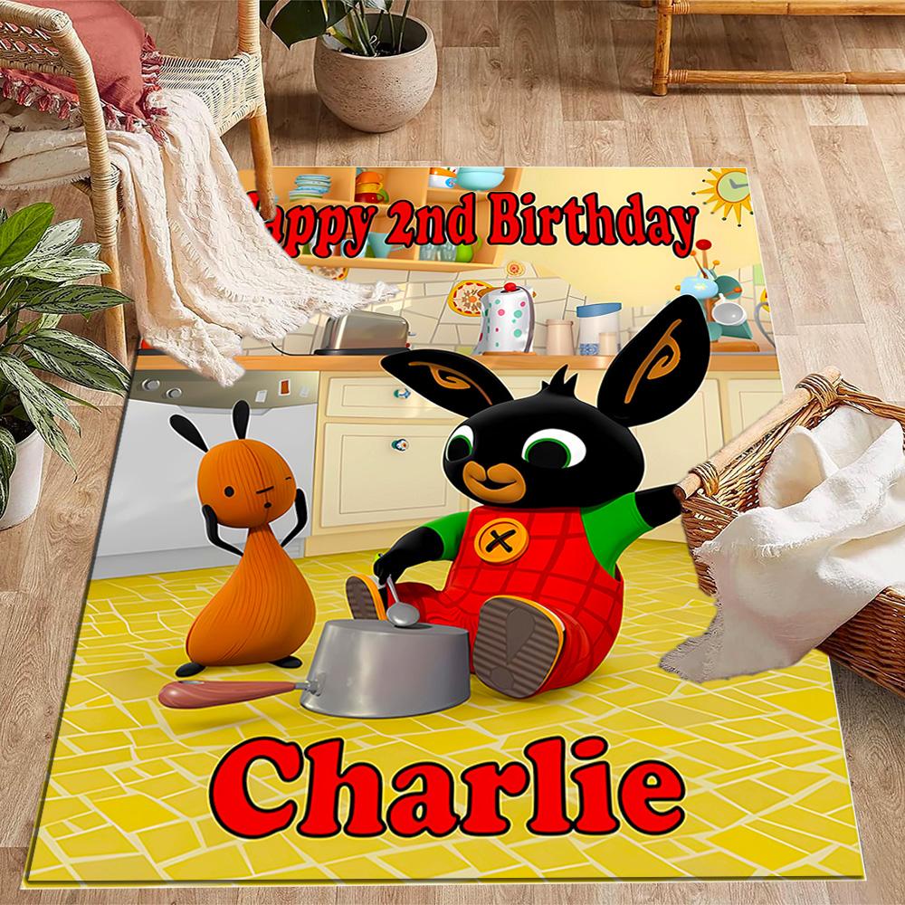 Bing Bunny And Friends Themed Anti-Slip Rugs - Polyester Home Decor, Suitable for Bedrooms, Living Rooms, Doorways, Studios, and Decorations