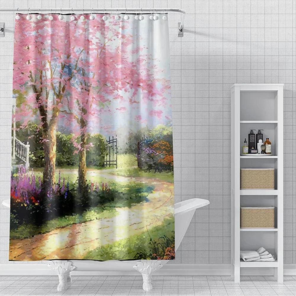 

Home Shower Curtains For Bathroom Oil Painting Style Waterproof Fabric Bathroom Curtains Modern Shower Curtain W60H190(CM)-1 Pcs