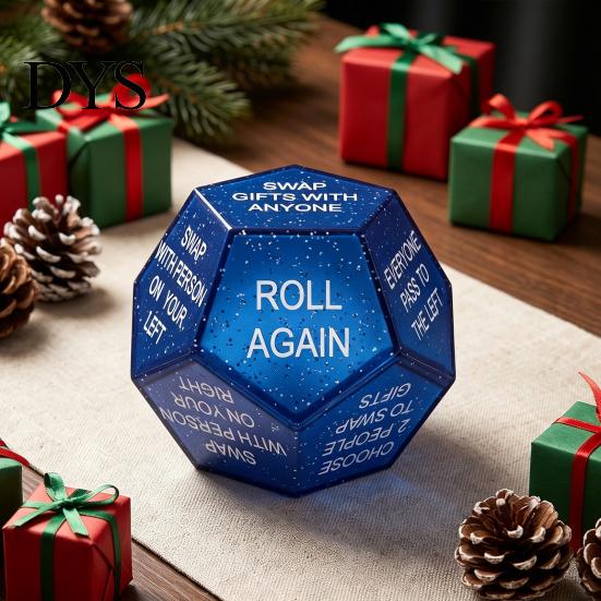 Group Activity Props Santa Swap Gift Exchange Dice, 12-Side Glitter Game Christmas Stocking Stuffers, Ideas Secret Party Favors Dice for Family Party,