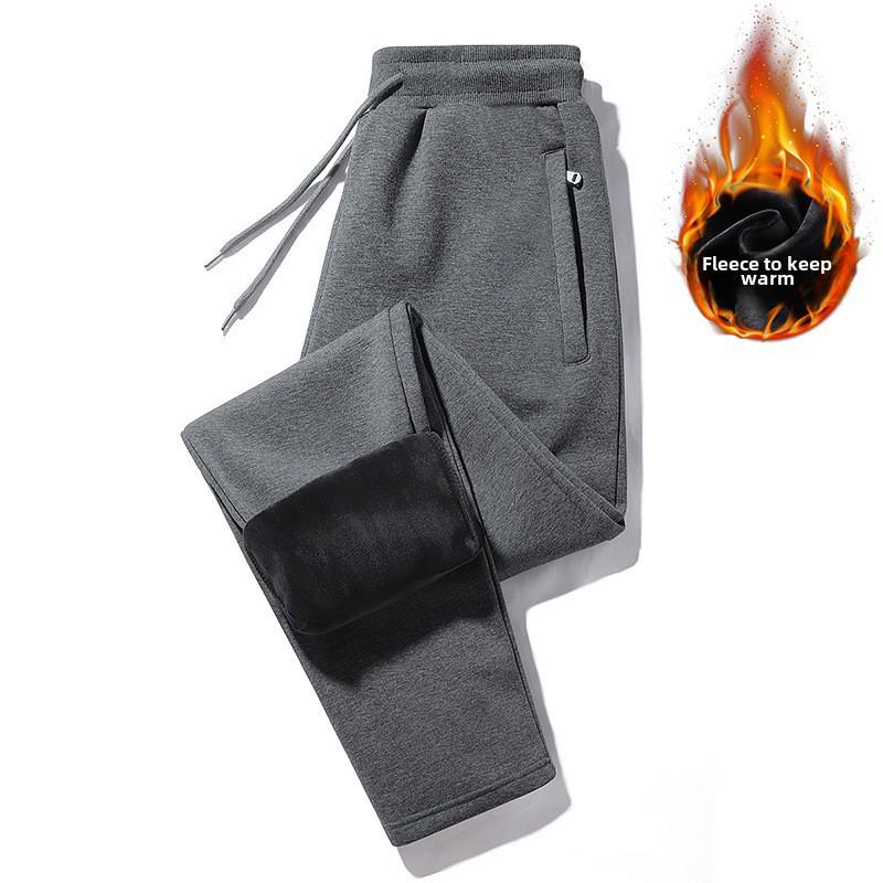 2025 Men's Loose Fit Velvet-Lined Winter Sports Pants with Zipper Cuffs