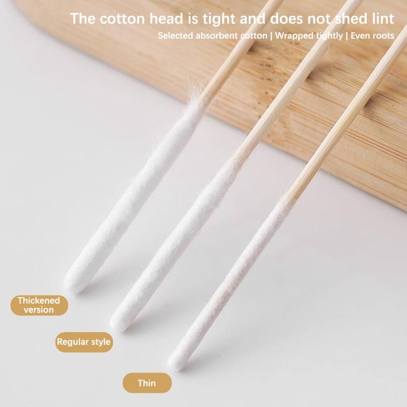 30Pcs Bag Bamboo Cotton Stick Swabs Buds With Long Cotton Head For Eyebrow Lips Eyeline Permanent Tattoo Makeup Cosmetics