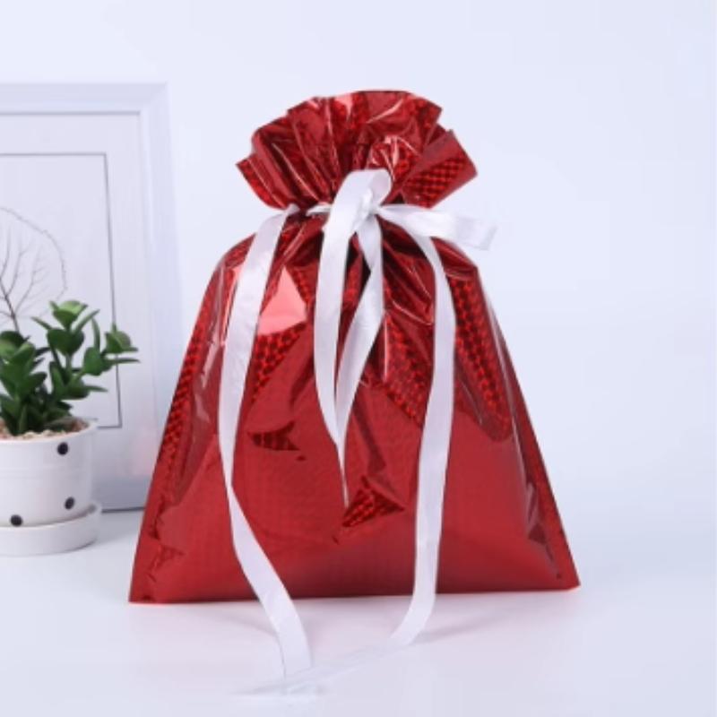 20pcs Christmas Children's Creative Gift Bundle Pocket Aluminum Foil Drawstring Candy Bag for Shopping Malls and Supermarkets