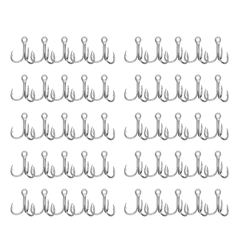 Fishing Tackle Accessories Treble Hook Set High Carbon Steel Round Bend Hook Professional Barbed Fishing Hook for Lures