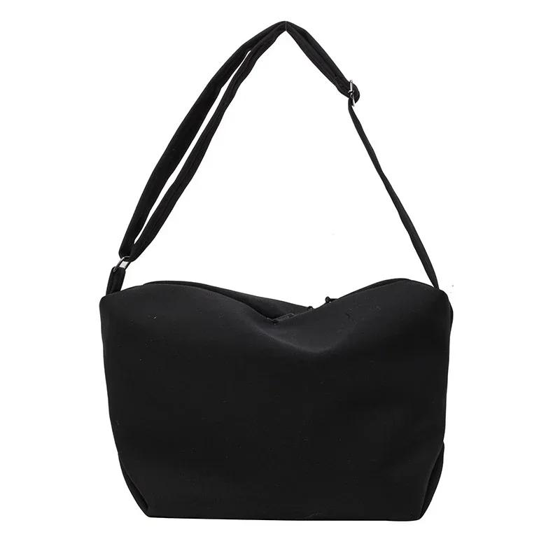 Große Kapazität Nylon Volltonfarbe Reißverschluss Umhängetasche Mode Lässig Schultertasche Weiche Einfache Beliebte Handtasche