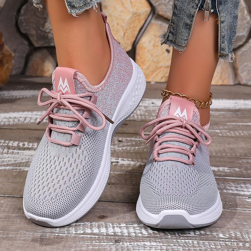 Fashion 2025 New Breathable Knit Sneakers for Women Spring Autumn Slip On Soft Sole Flats Woman Comfort Non Slip Running Training Shoes