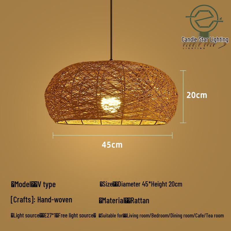 Zen Style Bamboo Rattan Pendant Light for Tea Rooms and Restaurants