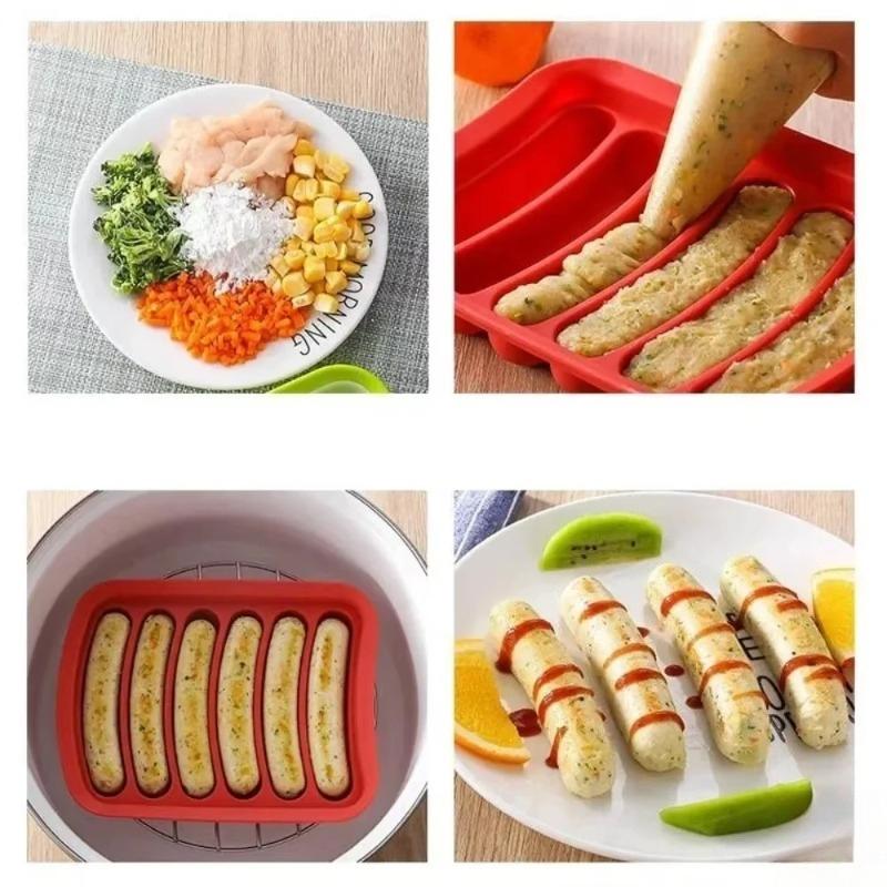 Food Grade Silicone Sausage Mold Auxiliary Tool, Homemade Hot Dog and Ham Sausage Baking Mold, Convenient and Practical