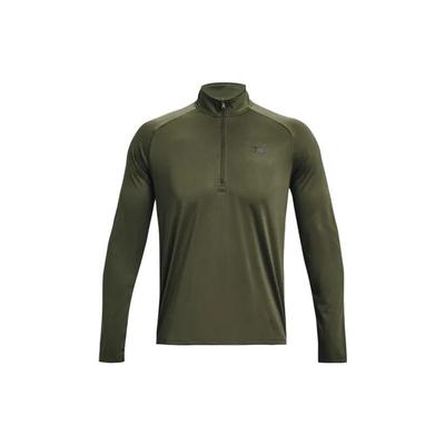 Tech™ ½ Zip Logo Print Solid Color Stand Collar Pullover Long Sleeve T-Shirt Men Tops Green 1328495-392