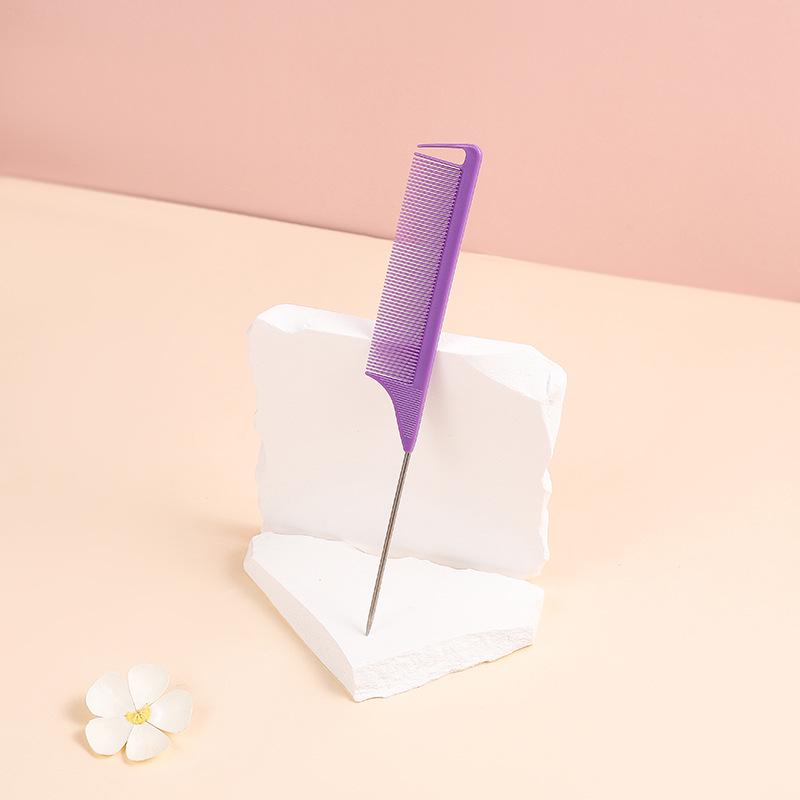 Cross-Border Top Colored Steel Pin Tail Comb for Hair Sectioning and Styling