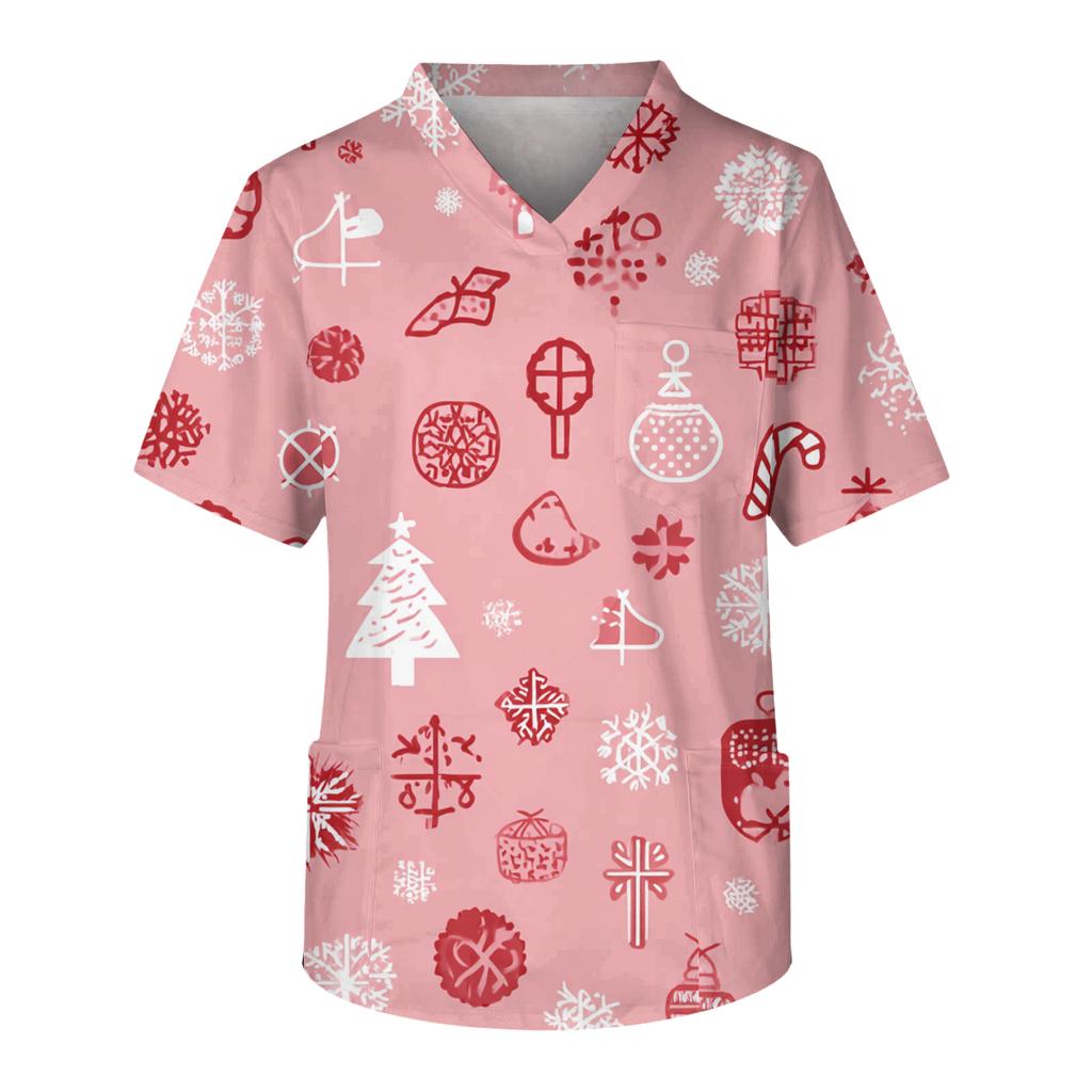 Men's Casual Short-Sleeved V-Neck Printed Front Pocket Top