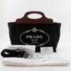 Prada Canapa Handbag 1BG350 2WAYShoulder NERO Black canvas/Wood Women Used