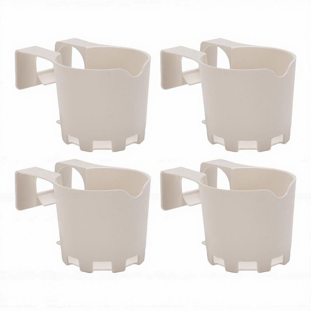 4pcs Poolside Cup Holders Multifunctional ABS Plastic Clamp On Pool Drink Holders for Above Ground Pools White