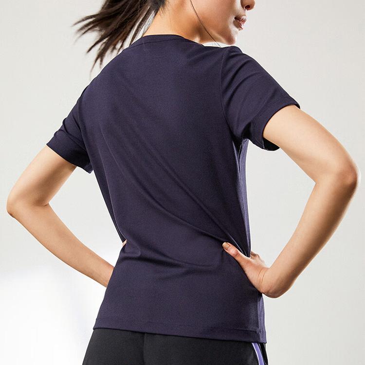 Anta Comprehensive Training Series Letter And Chinese Character Round Neck Short Sleeve T-Shirt Women T-Shirts Navy-Blue 162227147-3