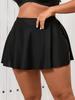 2026 Czarny Kostium Kąpielowy w Stylu Spódnicy Plus Size z Wysokim Stanem, Zachowawcze Szorty Deskorolkowe i Kieszenią
