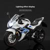 1/12 Scale Suzuki GSX-250R Motorcycle Toy Alloy Diecast Model Sound and Light Toys Rubber Tires Miniature Racing Model Present for Kid
