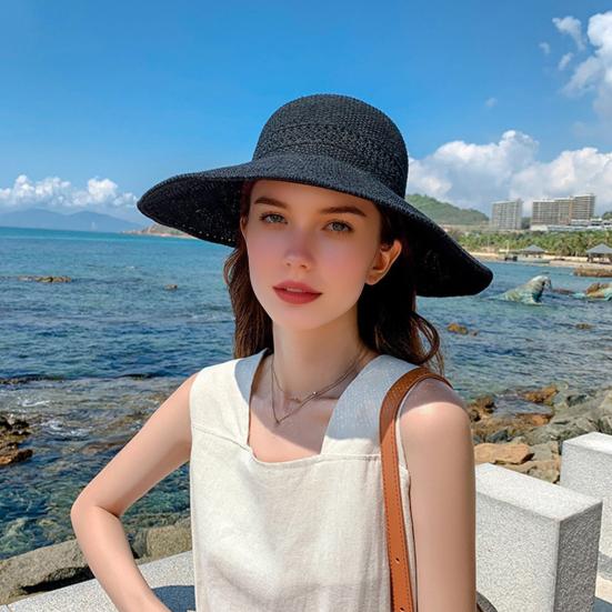 Women Sun Visor Hat with Bow Decor Wide Brim Empty Top Design Adjustable Floppy Hat Outdoor UV Protection Foldable Hat
