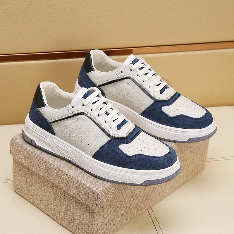 European station 2025 spring and autumn new casual board shoes men's leather breathable sports men's shoes fashion color matching lace-up trendy shoes