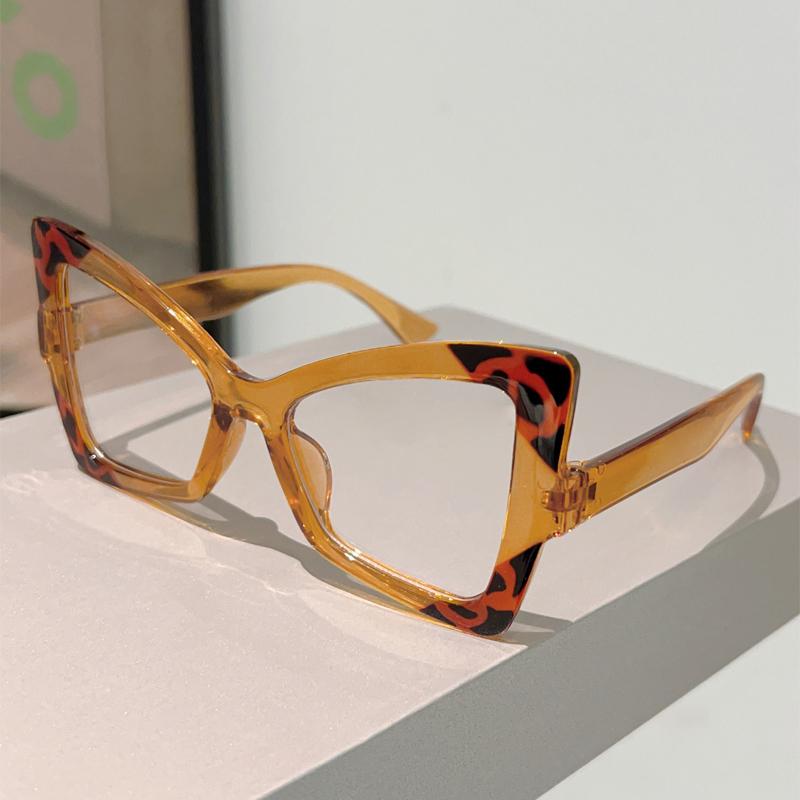 Butterfly Shaped Glasses Women Fashion Oversize Blue Light Blocking Optical Frames Trendy Patchwork Rim Design Eyeglasses