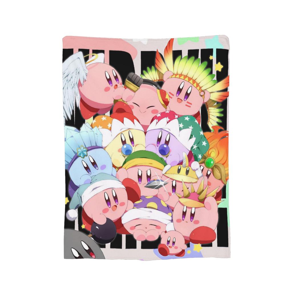 Cartoon K-Kirbys Blankets Coral Fleece Plush Print  Breathable Warm Throw Blankets for Bed Office Bedspreads