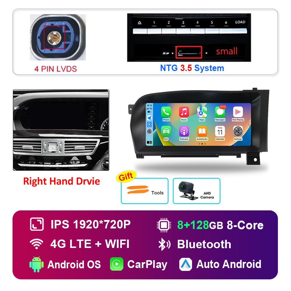 Android Car Radio Multimedia Player DSP Stereo 10.25 Inch Right Hand Drvie for Benz S W221 W216 2005 - 2013 NTG 3.0 3.5 System