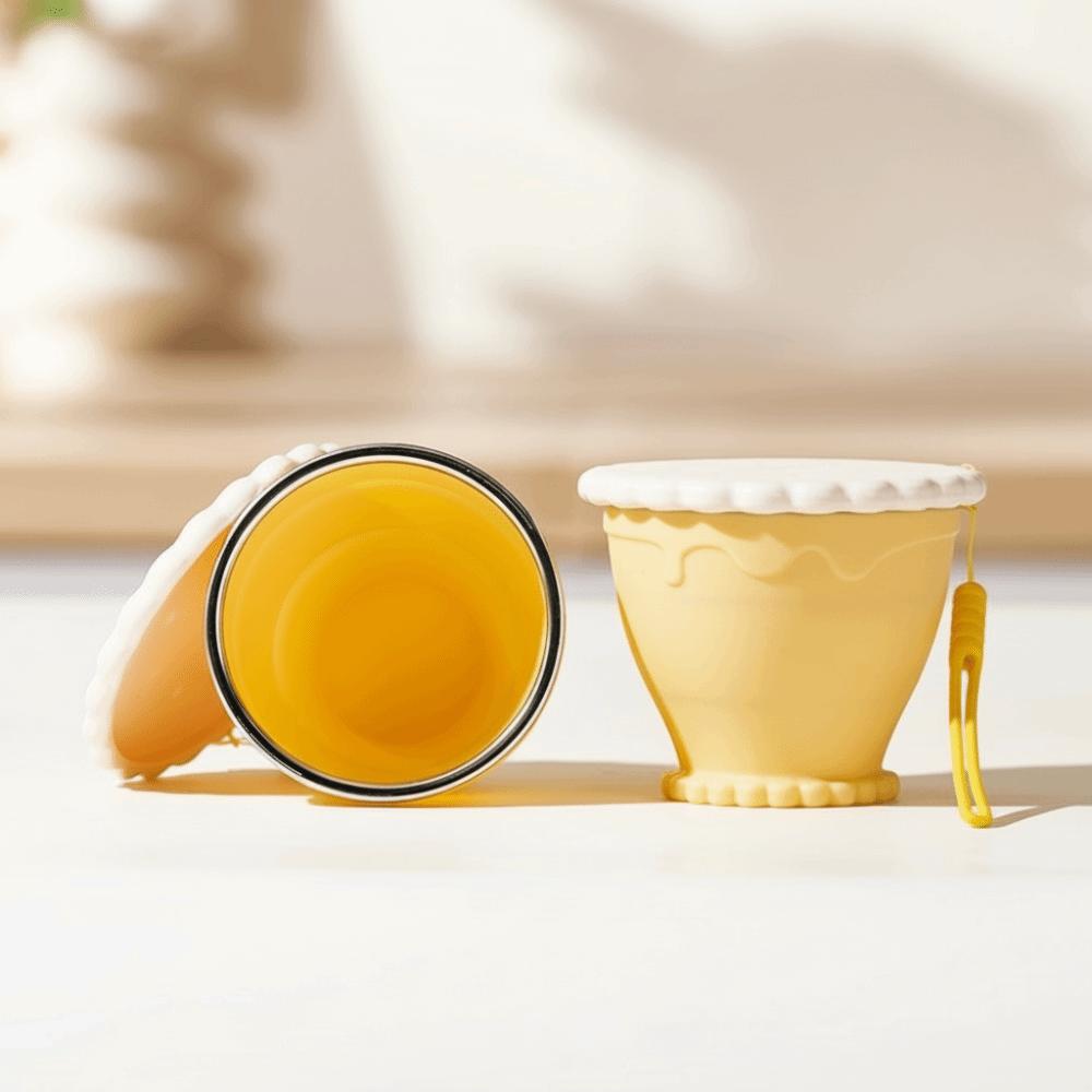 

With Lid Collapsible Travel Cup Heat Resistant Mini Retractable Cup Silicone Folding Cups Outdoor Yellow Model B