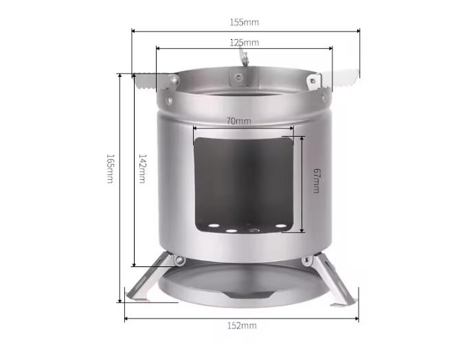 Portable Pure Titanium Outdoor Wood Stove <1L Capacity for Home Barbecue Picnic Tea Making Camping/Hiking Equipment