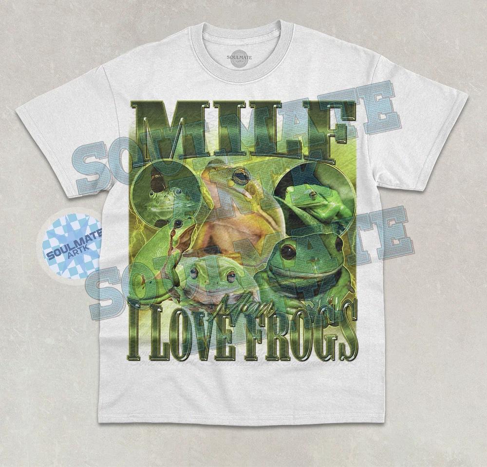 MILF Man I Love Frogs T- Shirt Funny Frog Lover Meme Joke Bootleg Graphic Shirt S