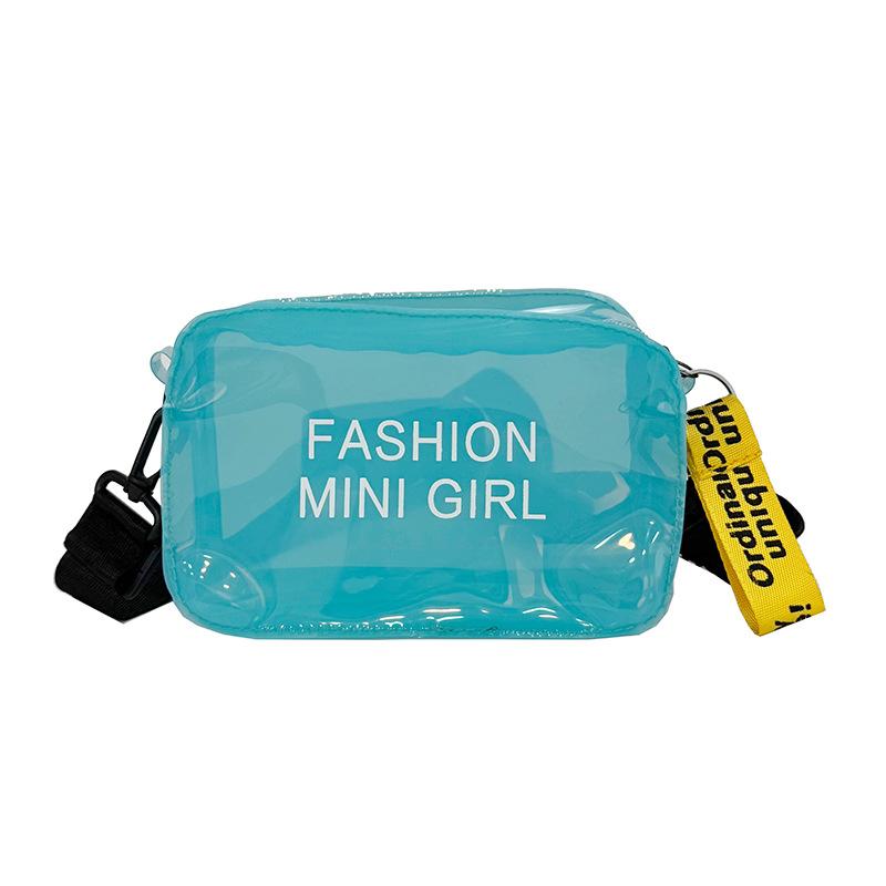 The new shoulder bag of the season, jelly transparent personalized fashion small square bag, girl ins anti-splashing messenger bag