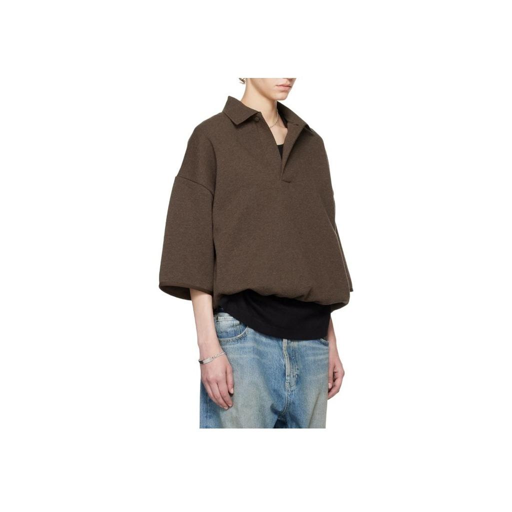 Fear of God Essentials 3/4 Sleeve Polo Heather Wood Men Tops Brown 192SU244402F