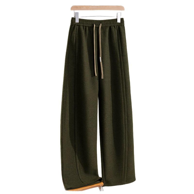 2025 Puyuan Autumn/Winter Silk Cashmere Women's Wide-Leg Pants with Double Pockets