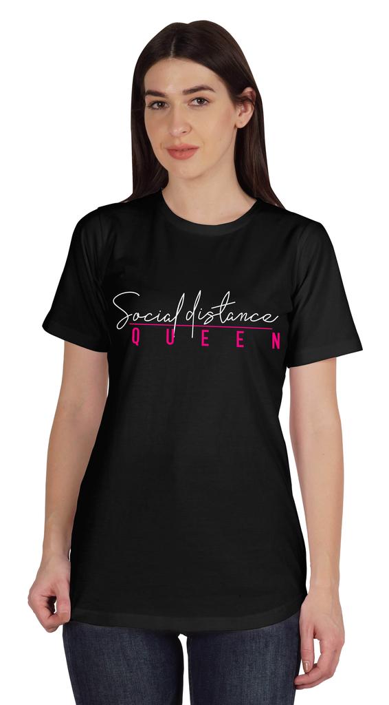 Inkmeso Social Distance Queen Graphic Tshirt Short Sleeve Women Casual Tee