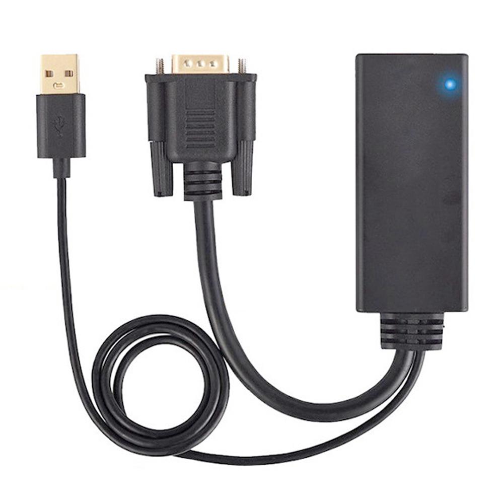 ABS Black VGA to HDMI Converter USB with Audio Switcher Adapter for Computer PC Laptop DVDBlack