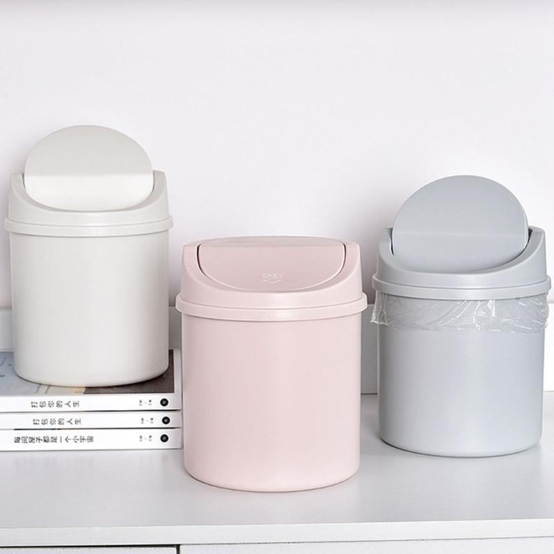 Lixeira Portátil Pequena de Mesa com Tampa sem Odor para Sala de Estar, Quarto, Escritório, Mesa de Leitura, Organização