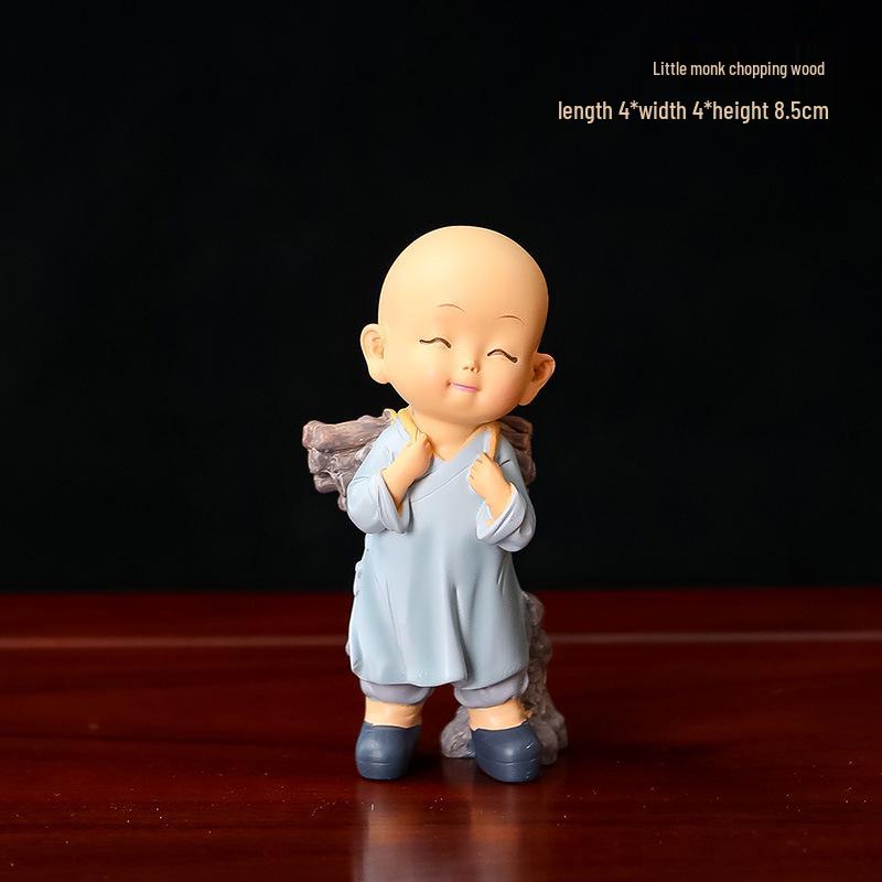Zen Little Monk Resin Figurine: Creative Chinese Decor for Home or Entrance Table