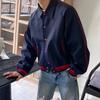 Short Lapel Jacket Men's Coat Autumn New Korean Style Loose Contrast Color Baseball Uniform Top
