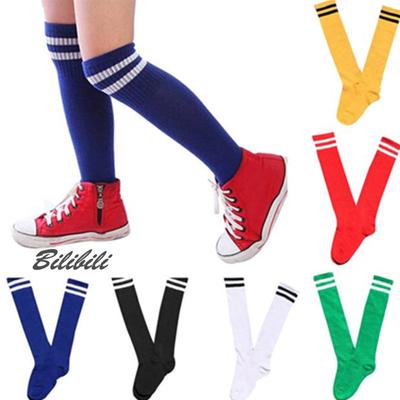 Wonque Unisex Cotton Football Socks Long Tube Solid Color Stripe Soccer Socks Breathable Socks 1Pair