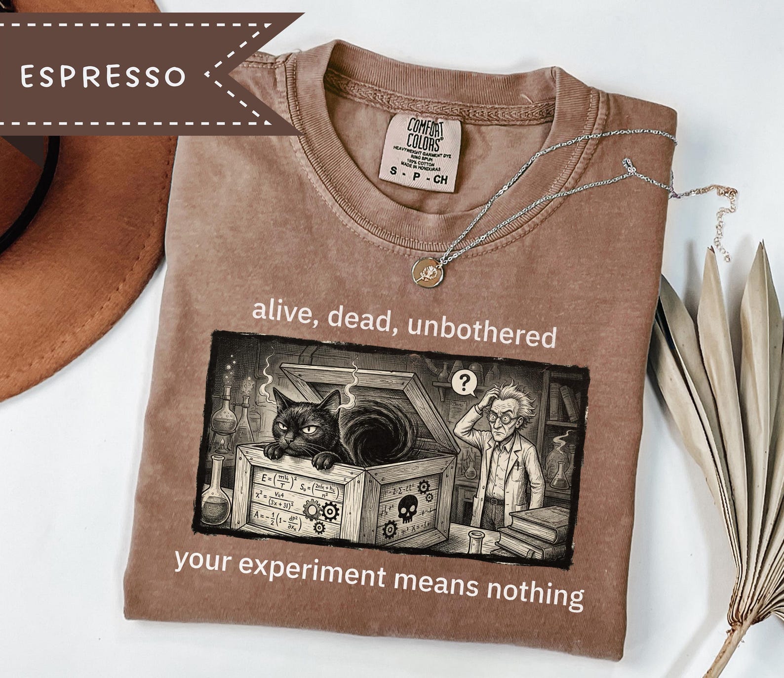 Alive, dead, unbothered Chaotic Cat Comfort Colors® T-Shirt, Schrödinger s Cat, Physics Humor, Unisex Tee 3XL