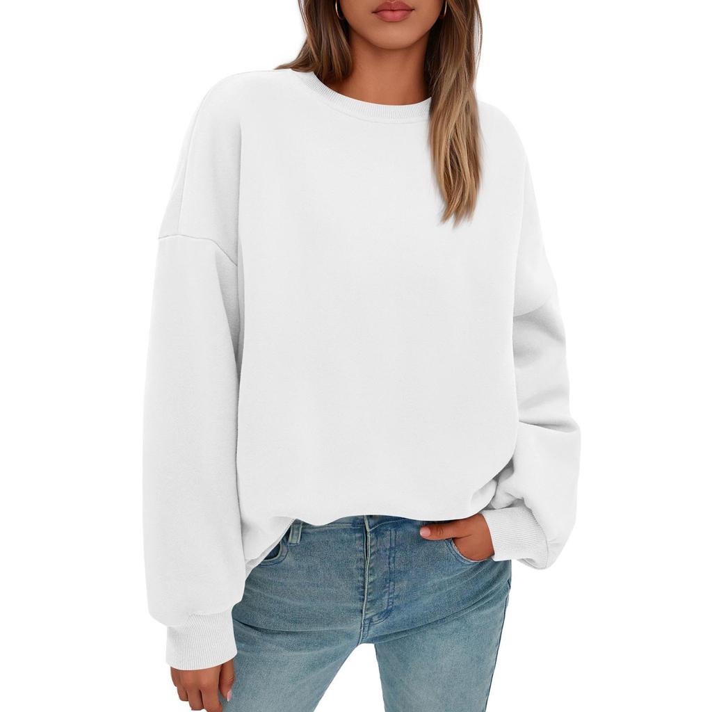 Sweatshirts For Women Oversized Round Neck  Fleece Pullover Casual Long Sleeve Tops
