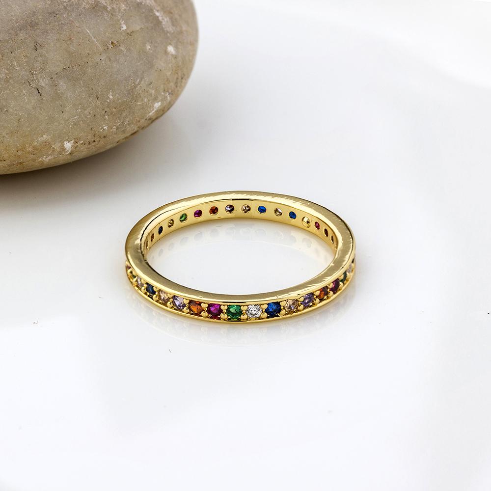 AIBEF Klassischer Einfarbiger Ring AAA Regenbogen Mini Kristall Eheringe Für Braut Weihnachten Geschenk Schmuck für Frauen Verlobungsring