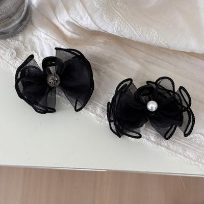 Mini-Haarspange für Damen Mädchen Pin Kralle Accessoires Koreanische Schleife Führende Mode K-Pop Perle Vintage Kopfschmuck Strass Fascinator