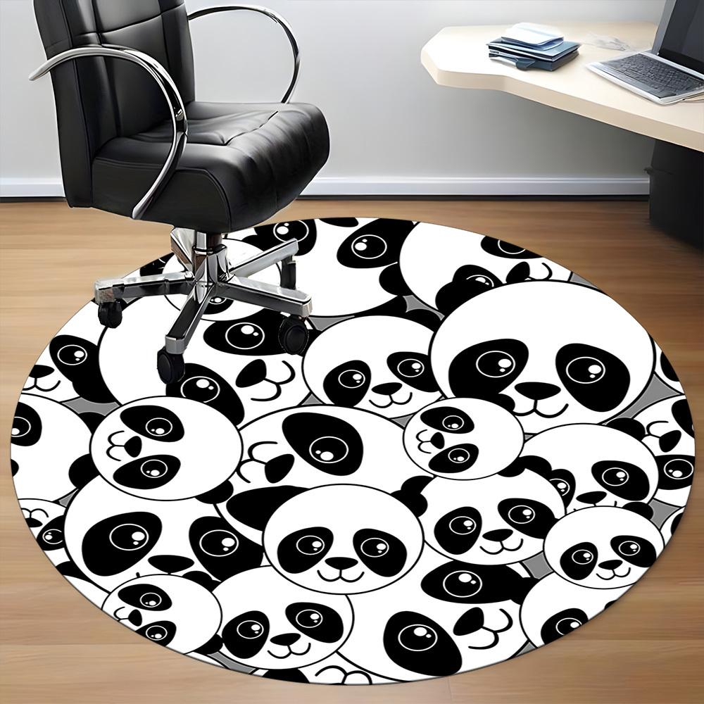 1pc Panda Pattern Office Round Area Rug, Indoor Mat Suitable For Office, Under Office Chairs Bedroom Living Room Home Decor, Room Deco