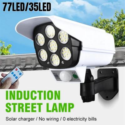 Solar Lights Outdoor With Motion Sensor Remote Controller FloodLights Wireless Dummy Decoy Fake Security Camera for Garden