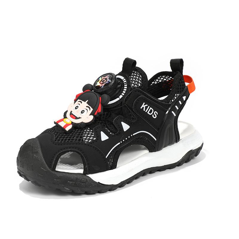 Children s 2025 Summer Rotating Button Closed-Toe Water-Resistant Breathable Sandals 35 чёрный