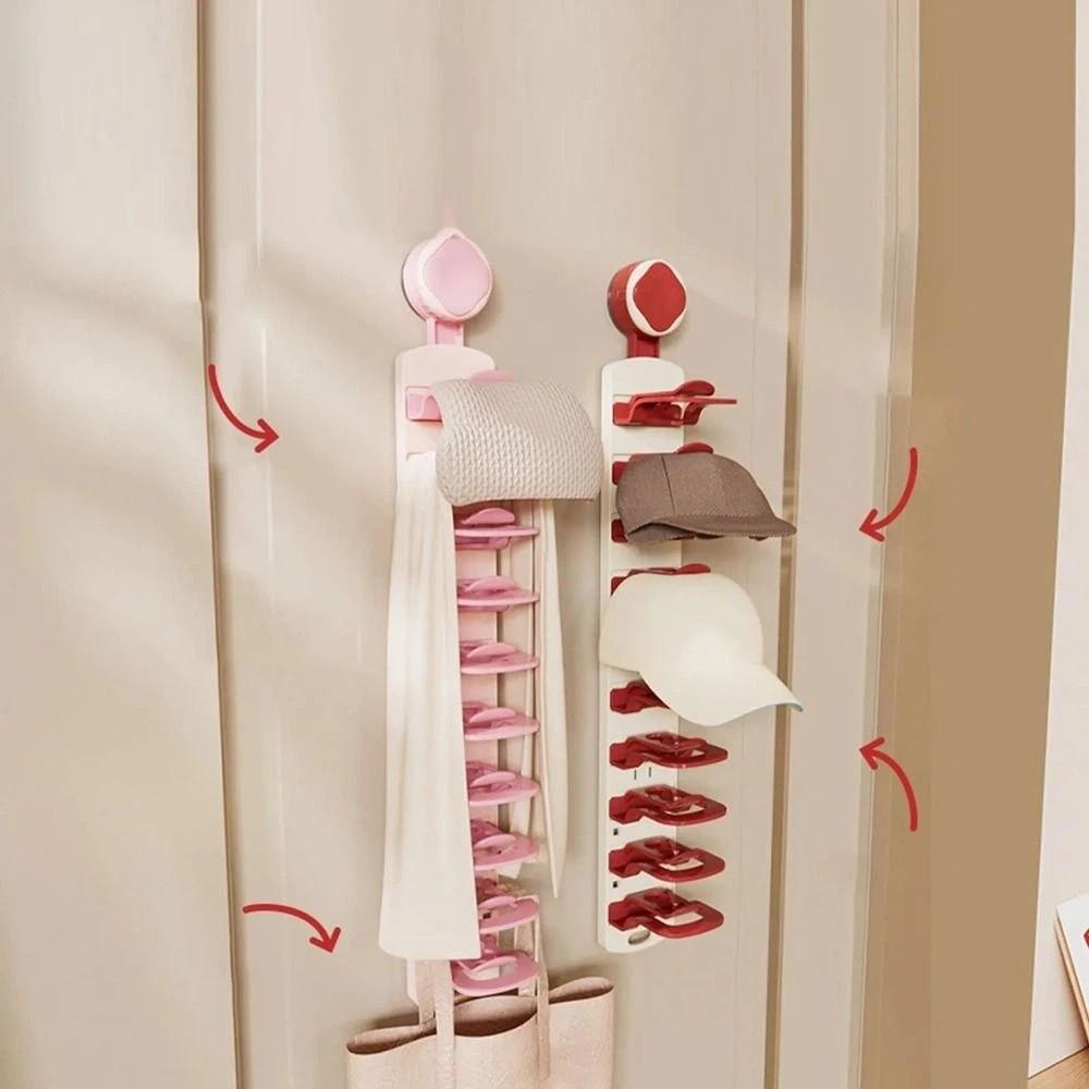 Built-In Spring Clips Multi-layer Hat Rack Large Capacity Hat Storage Clips Door Back