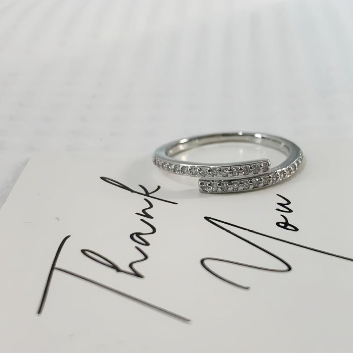 Inlaid Diamond Open Zircon Ring - Versatile Women s European and American Style платиновый